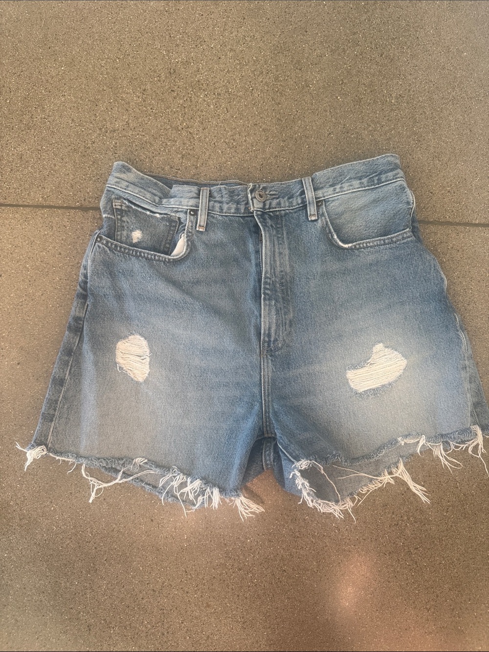Levi's Light Blue Distressed High-Rise Denim Shorts